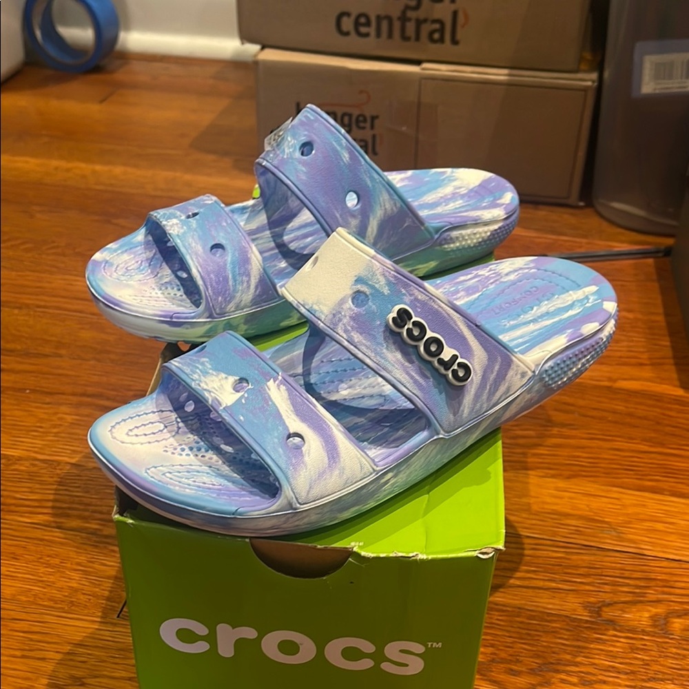 Crocs Kids' Blue and Purple Sandals